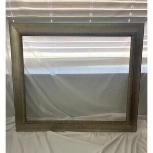 Large Custom Wood Picture Frame 39x33 Champagne Silver Rope Trim Glass Included